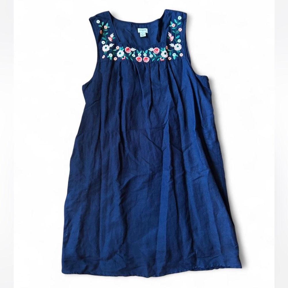 J. Crew Dark Blue Top with Floral Embroidery